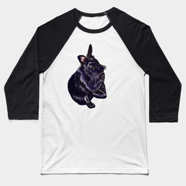 bunny rabbit cute  ebony blue colored coloured lionhead bunny rabbit Baseball T-Shirt by Artonmytee